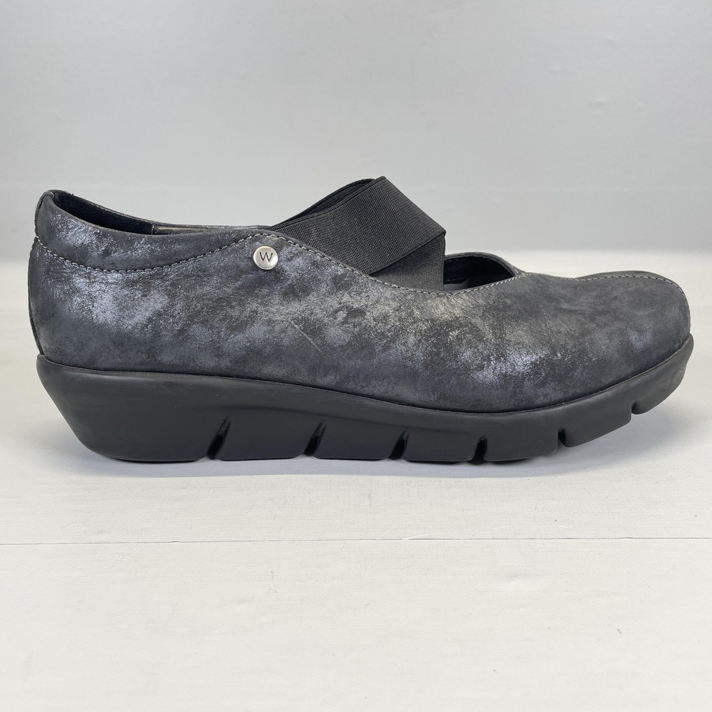 Wolky Mary Jane Shoes Womens Size 10 EU 41 Gray Leather Wedge Comfort Walking